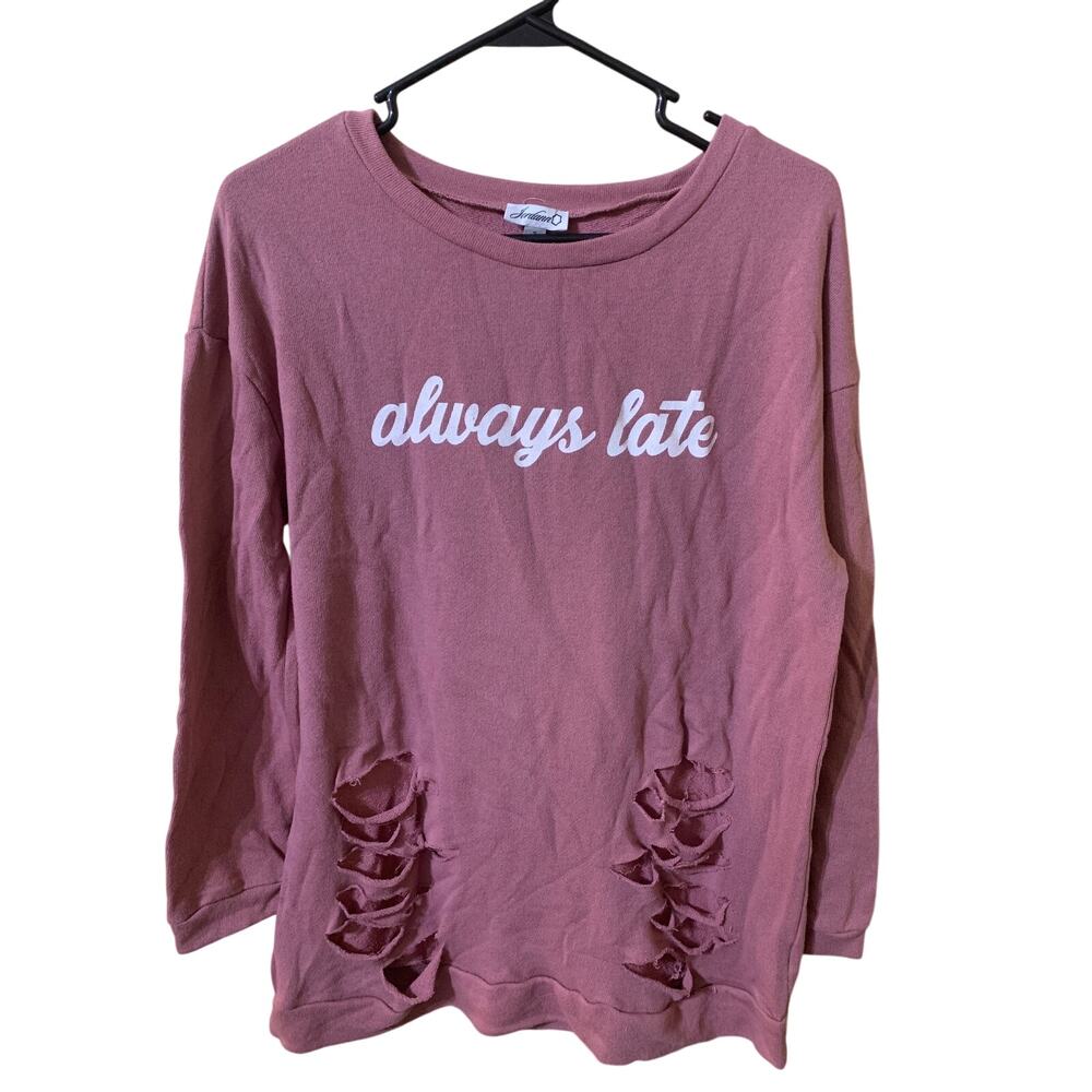 Jordann Light Weight Distressed Sweater Size Small. Pinkish Purple